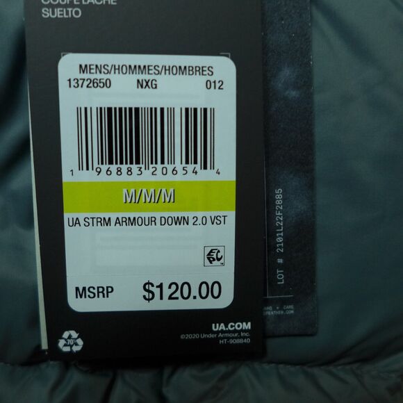 Under Armour Storm Down Vest 2.0 Gray Zip Up Men's Size Medium - Picture 3 of 10